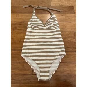 PEZ‎ D'OR BARCELONA MATERNITY GOLD AND WHITE STRIPE BATHING SUIT, SMALL 6/8
